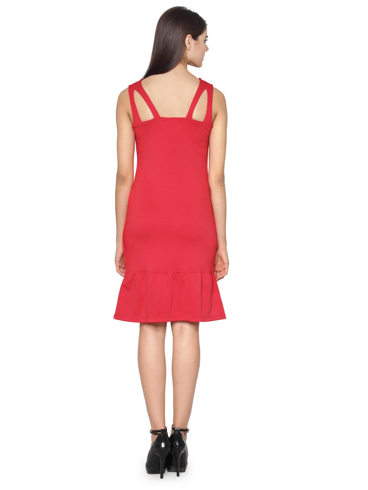 Red cut out strappy midi dress